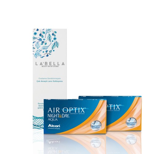 2 Kutu Air Optix Night & Day Aqua - 6'Lı Paket + 360ml Solüsyon