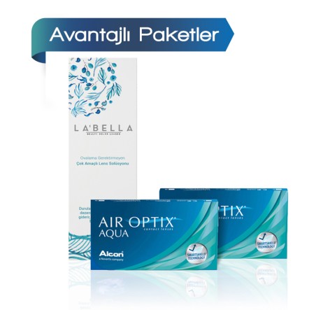 2 Kutu Air Optix Aqua - 6'Lı Paket + 360ml Solüsyon