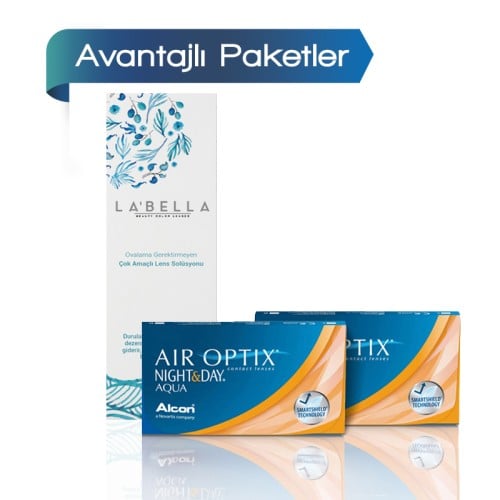 2 Kutu Air Optix Night & Day Aqua - 6'Lı Paket + 60ml Solüsyon