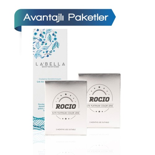 2 Kutu Rocio Renkli Hareli Lens (3 Aylık) + Solüsyon
