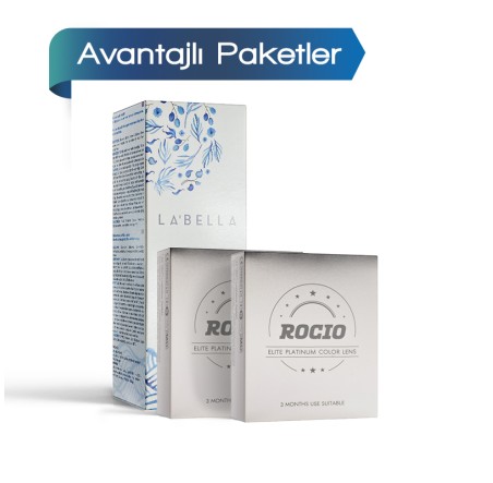 2 Kutu Rocio Renkli Hareli Lens (3 Aylık) + Solüsyon