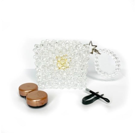 Kristal Tasarım Lens Çantası – Beyaz