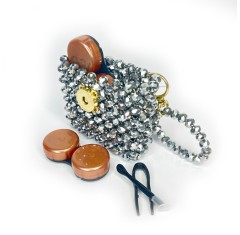 Kristal Tasarım Lens Çantası – Gri