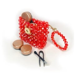 Kristal Tasarım Lens Çantası – Kırmızı