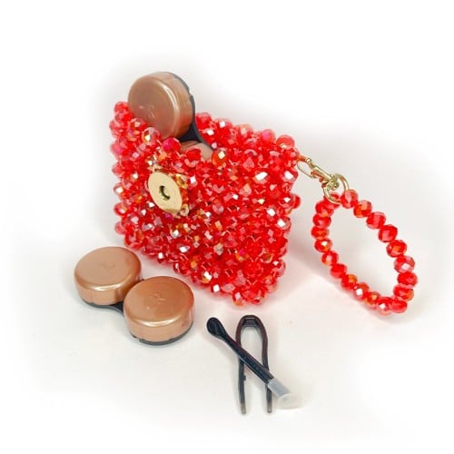 Kristal Tasarım Lens Çantası – Kırmızı