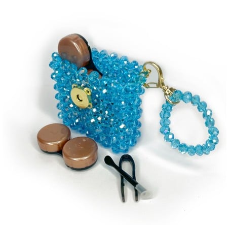 Kristal Tasarım Lens Çantası – Mavi