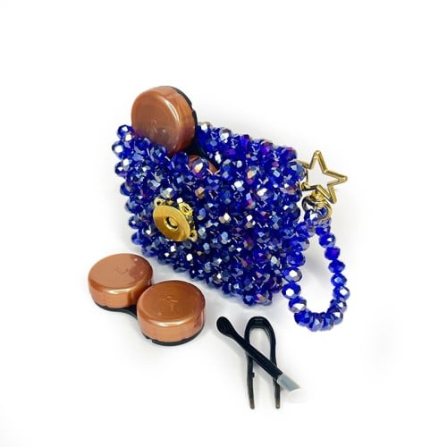 Kristal Tasarım Lens Çantası – Mor