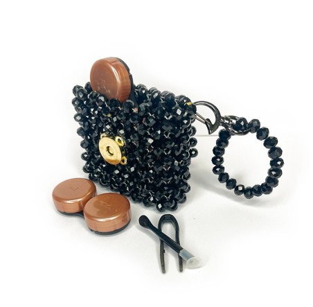 Kristal Tasarım Lens Çantası – Siyah