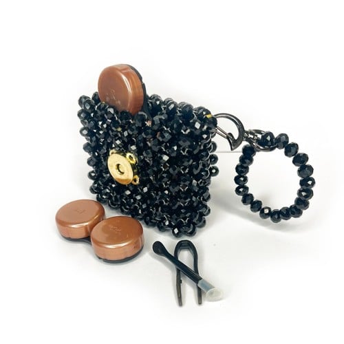 Kristal Tasarım Lens Çantası – Siyah