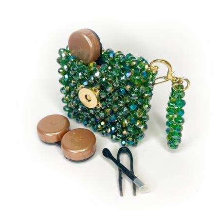 Kristal Tasarım Lens Çantası – Yeşil