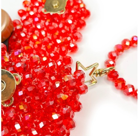 Kristal Tasarım Lens Çantası – Kırmızı