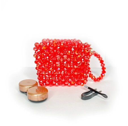 Kristal Tasarım Lens Çantası – Kırmızı