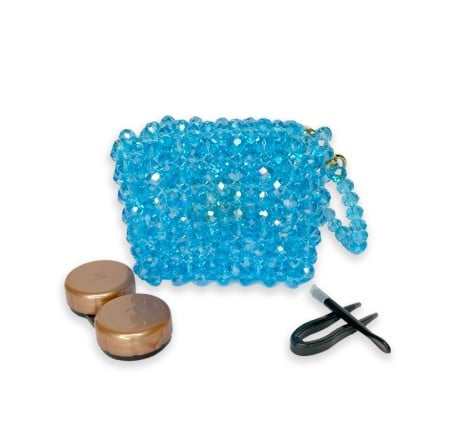 Kristal Tasarım Lens Çantası – Mavi