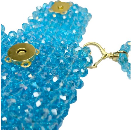 Kristal Tasarım Lens Çantası – Mavi