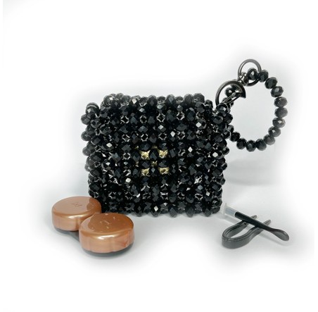 Kristal Tasarım Lens Çantası – Siyah