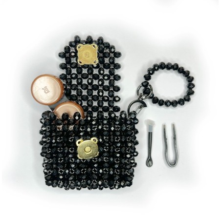 Kristal Tasarım Lens Çantası – Siyah