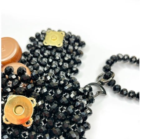 Kristal Tasarım Lens Çantası – Siyah