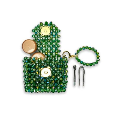 Kristal Tasarım Lens Çantası – Yeşil