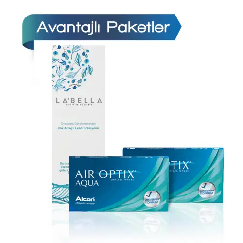 2 Kutu Air Optix Aqua - 6'Lı Paket + 360ml Solüsyon