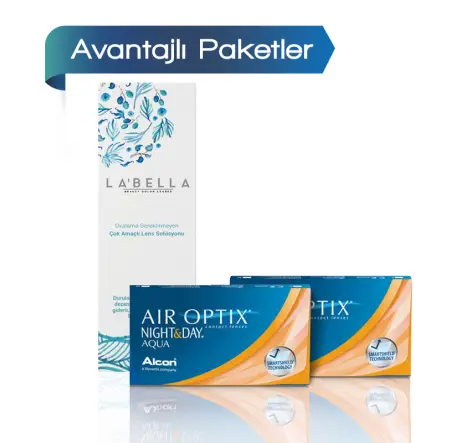 2 Kutu Air Optix Night & Day Aqua - 6Lı Paket + 360ml Solüsyon